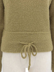 Khaki wool high-neck knit sweater