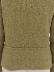 Khaki wool high-neck knit sweater