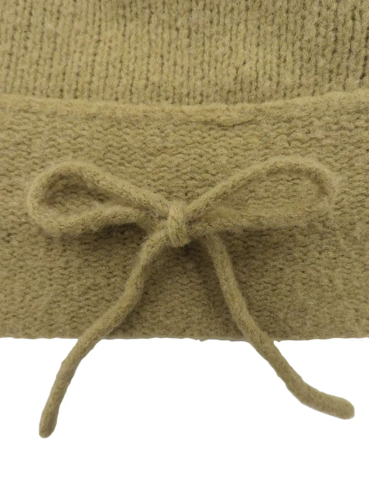 Khaki wool high-neck knit sweater