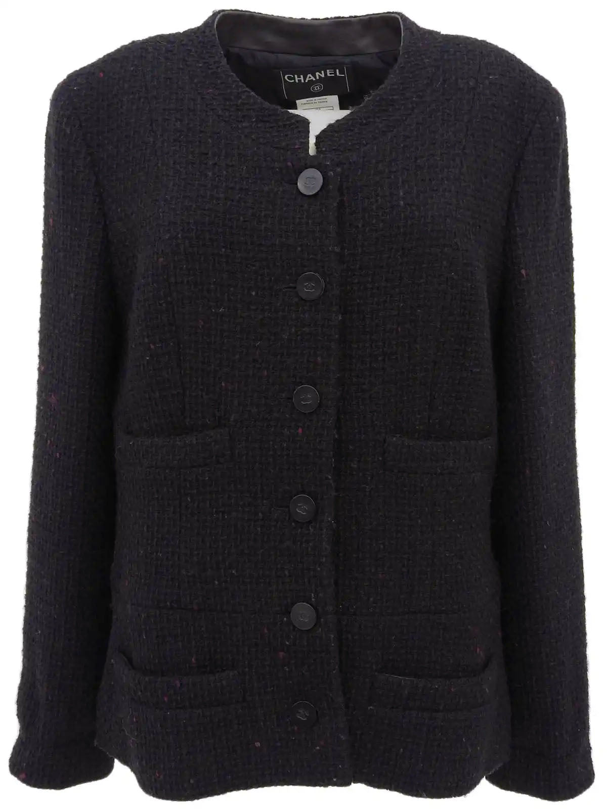2001 Tweed CC Mark Button Jacket Black/Dark Red