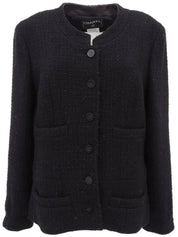 2001 Tweed CC Mark Button Jacket Black/Dark Red