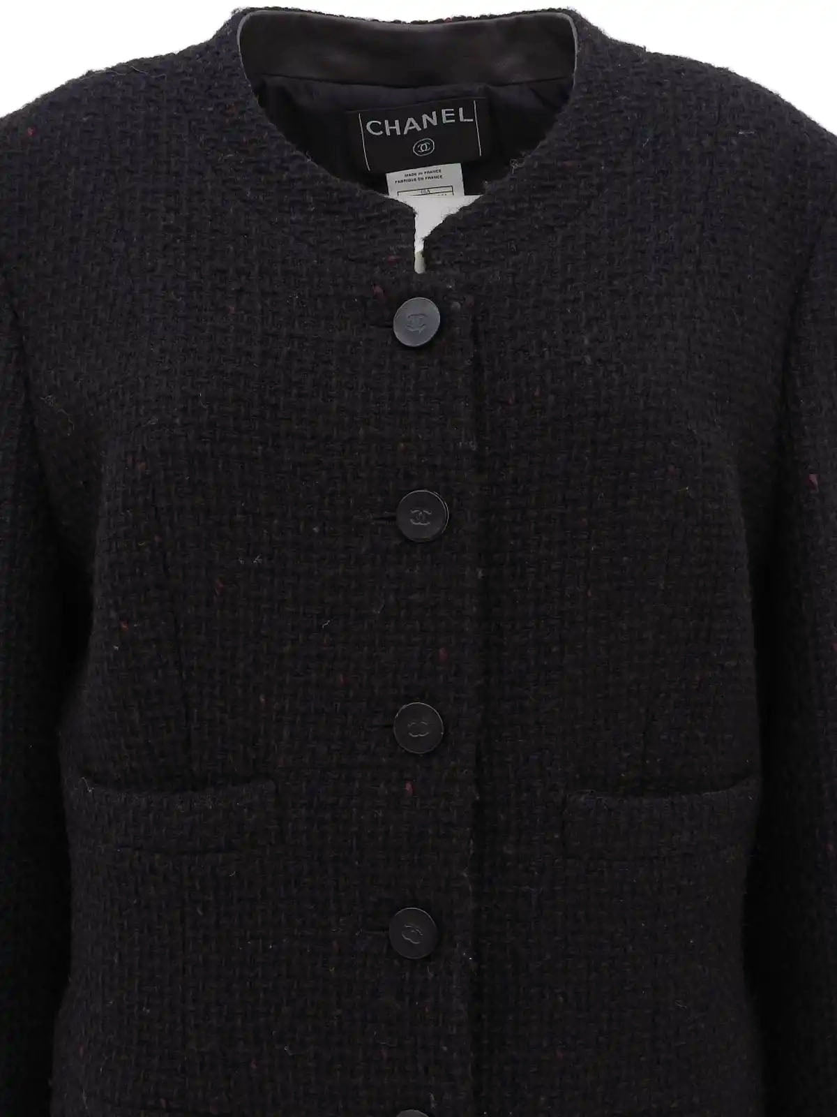 2001 Tweed CC Mark Button Jacket Black/Dark Red