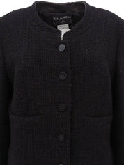2001 Tweed CC Mark Button Jacket Black/Dark Red