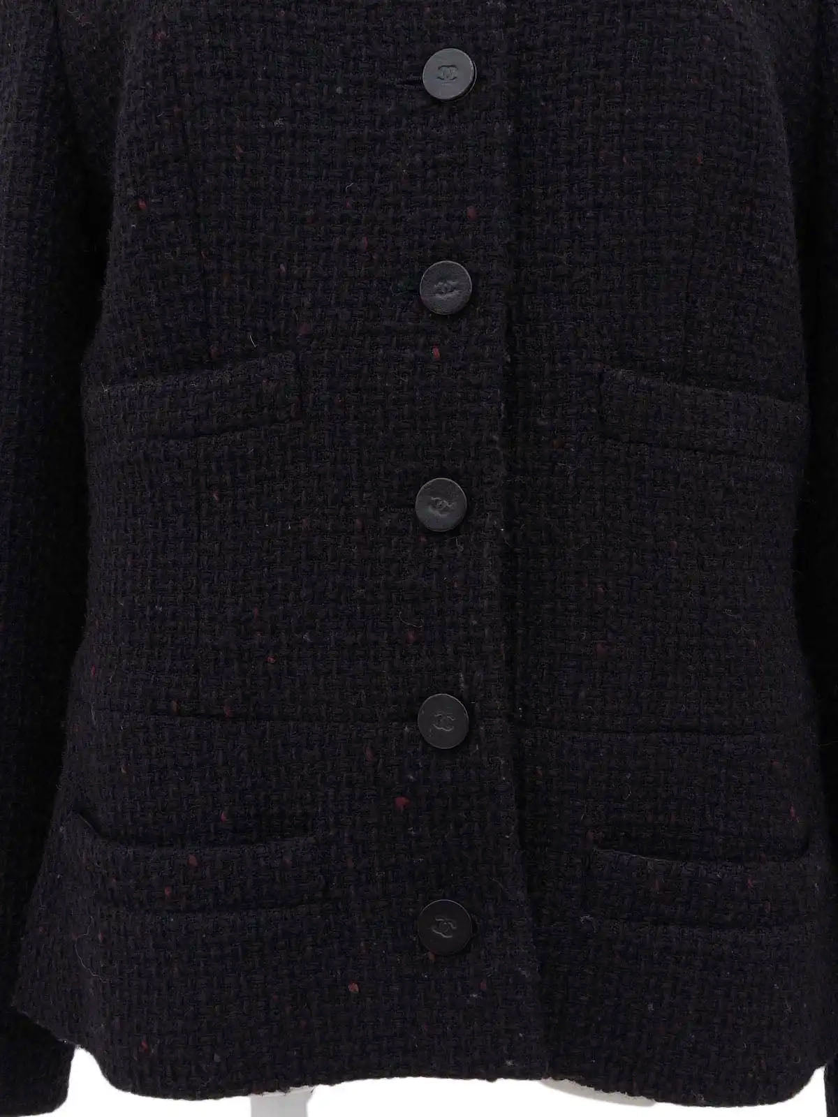 2001 Tweed CC Mark Button Jacket Black/Dark Red