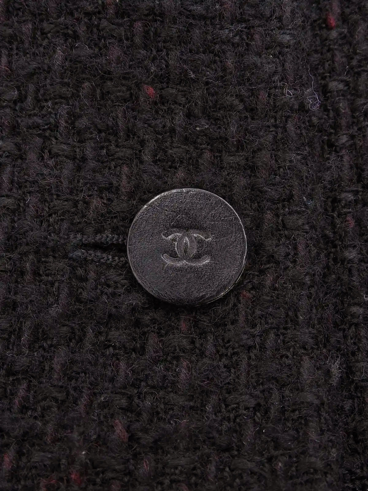 2001 Tweed CC Mark Button Jacket Black/Dark Red