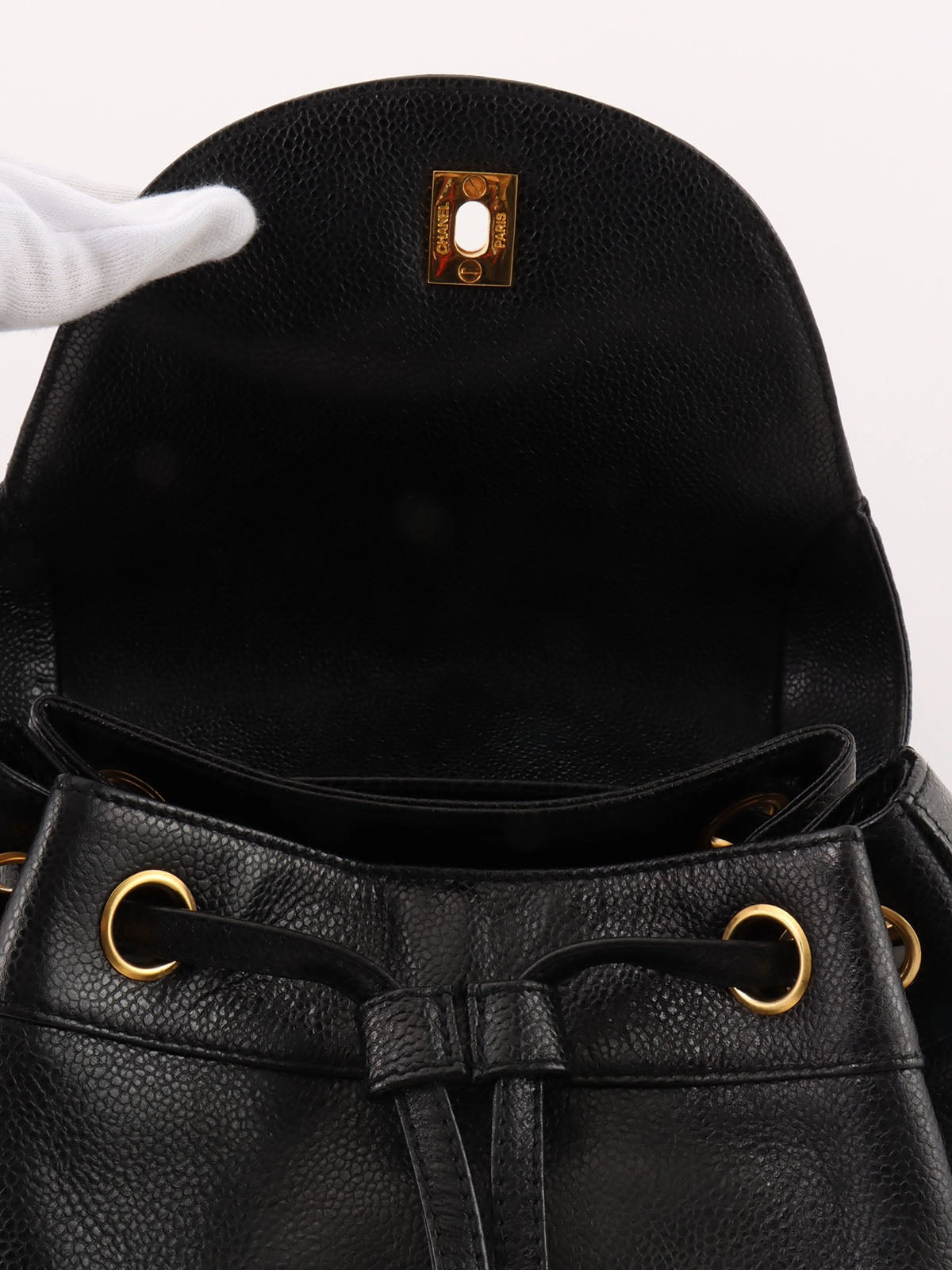 1995 Caviar Skin 6CC Mark Stitch 黑色背包