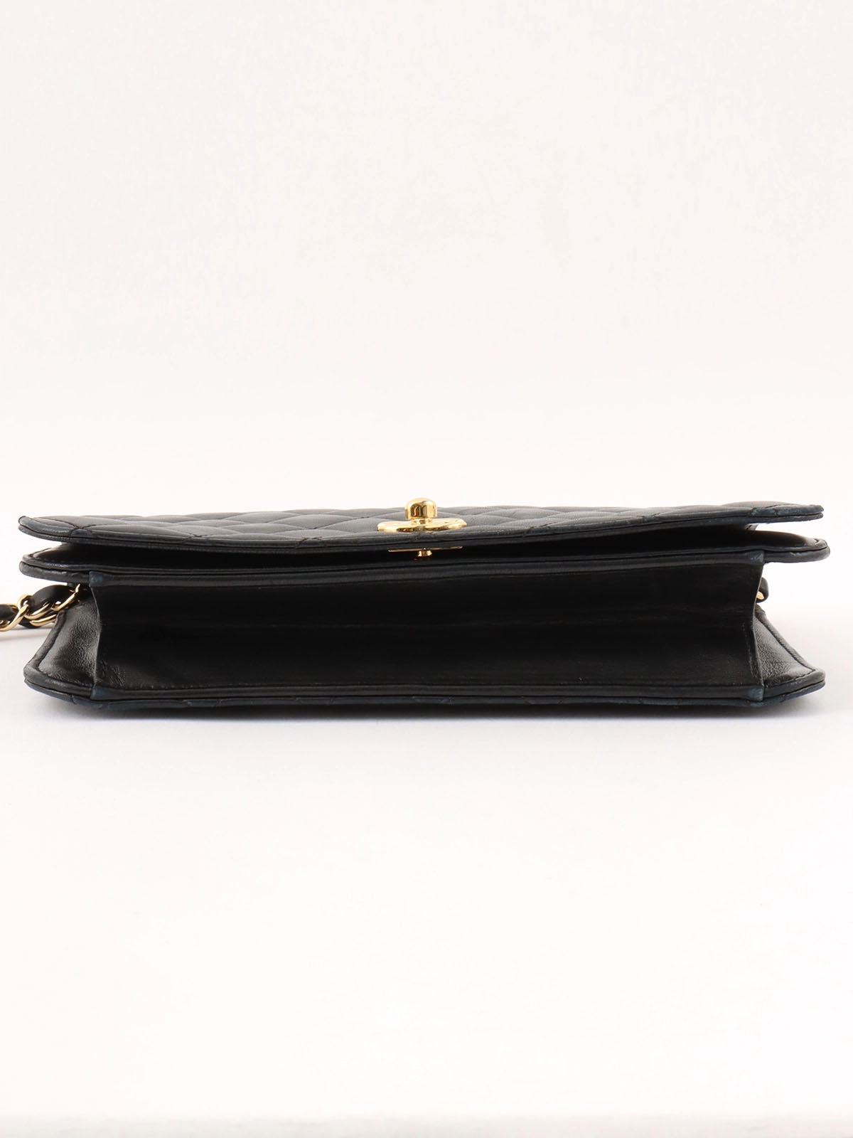2008 Full Flap CC Turn Lock Chain Bag, Black