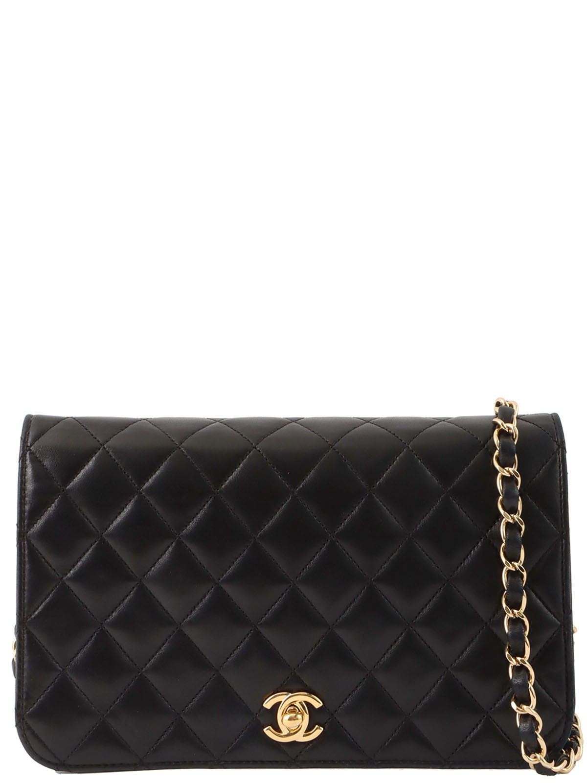 2008 Full Flap CC Turn Lock Chain Bag, Black