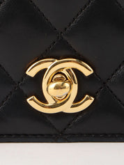 2008 Full Flap CC Turn Lock Chain Bag, Black