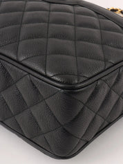 1992 Caviar Skin Matelasse CC Mark Stitch 流苏链条单肩包(黑色)