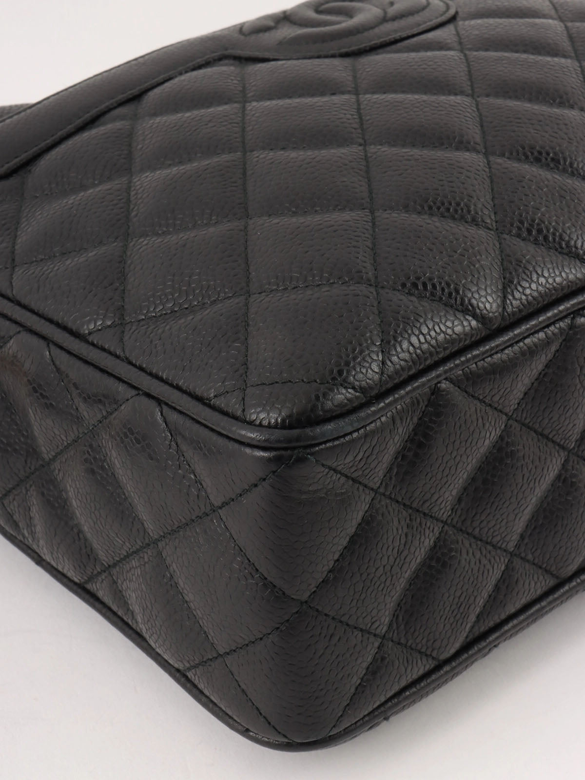 1992 Caviar Skin Matelasse CC Mark Stitch 流苏链条单肩包(黑色)