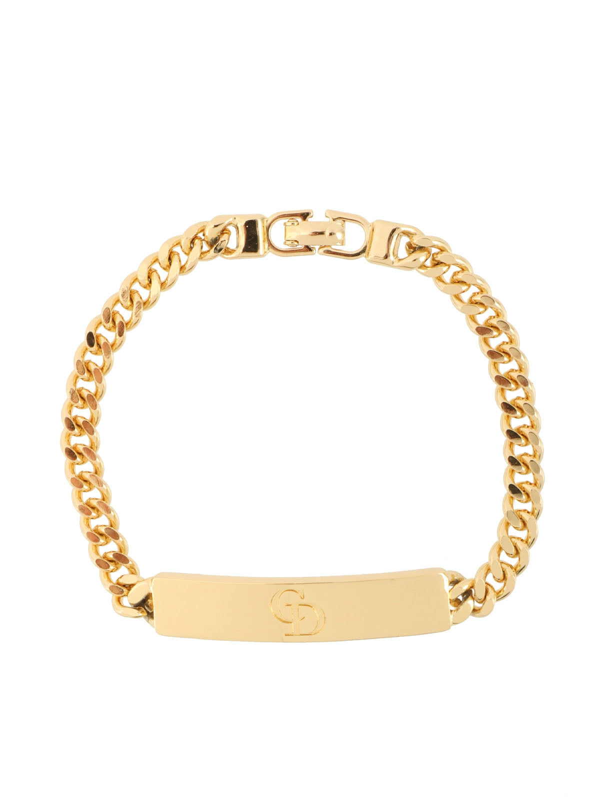 Logo Plate Chain Bracelet Gold
