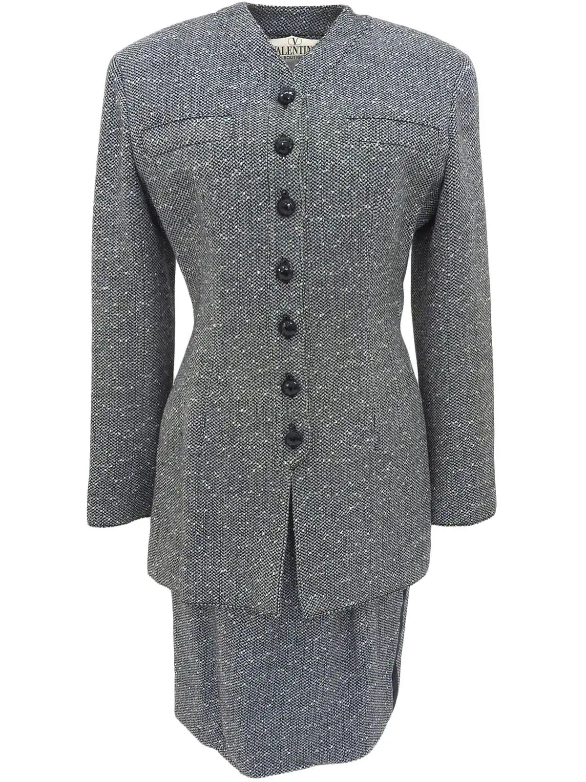 Tweed Lame Design Button Set in Gray/Black