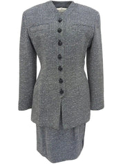 Tweed Lame Design Button Set in Gray/Black