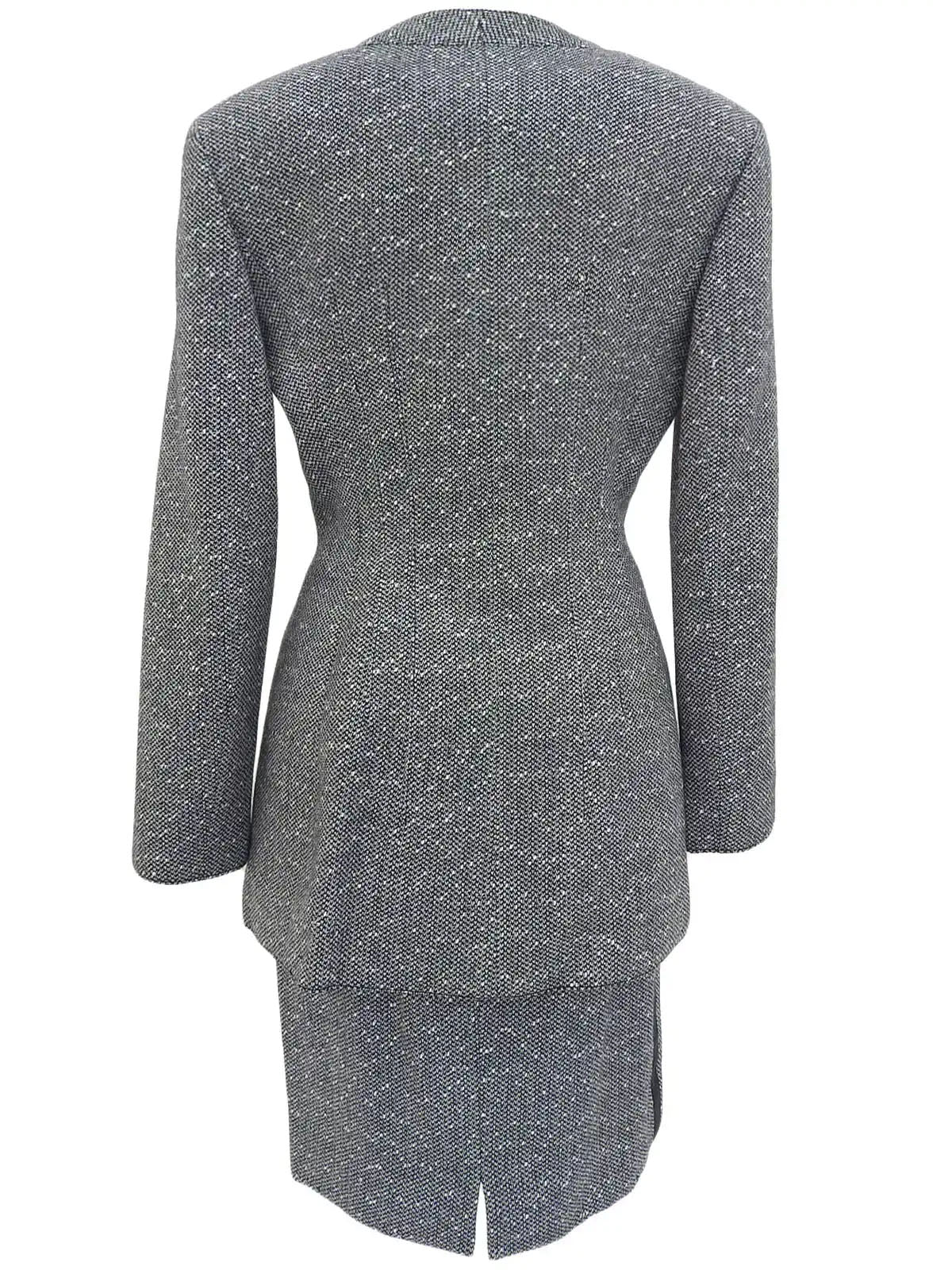 Tweed Lame Design Button Set in Gray/Black