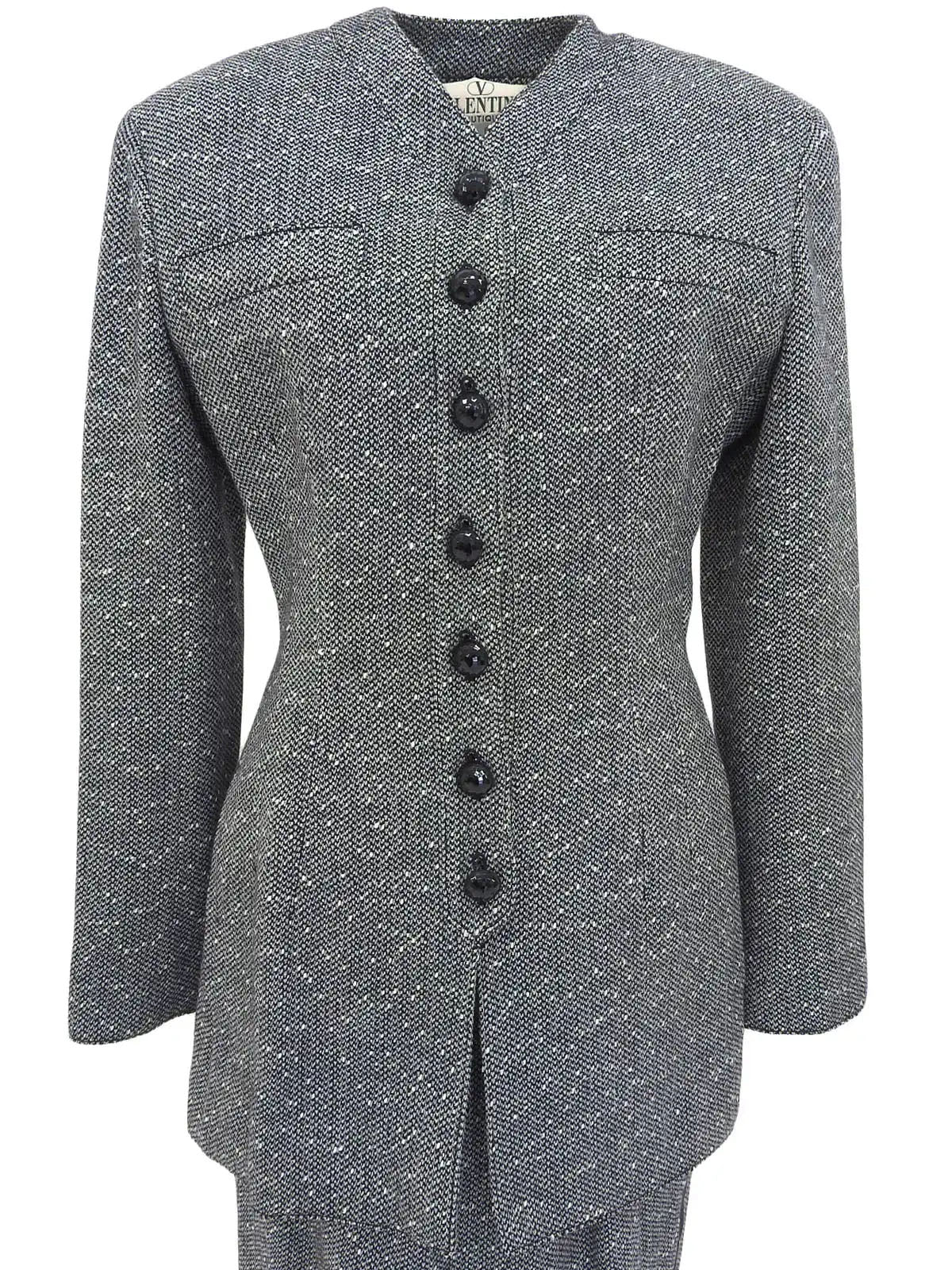 Tweed Lame Design Button Set in Gray/Black