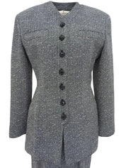 Tweed Lame Design Button Set in Gray/Black
