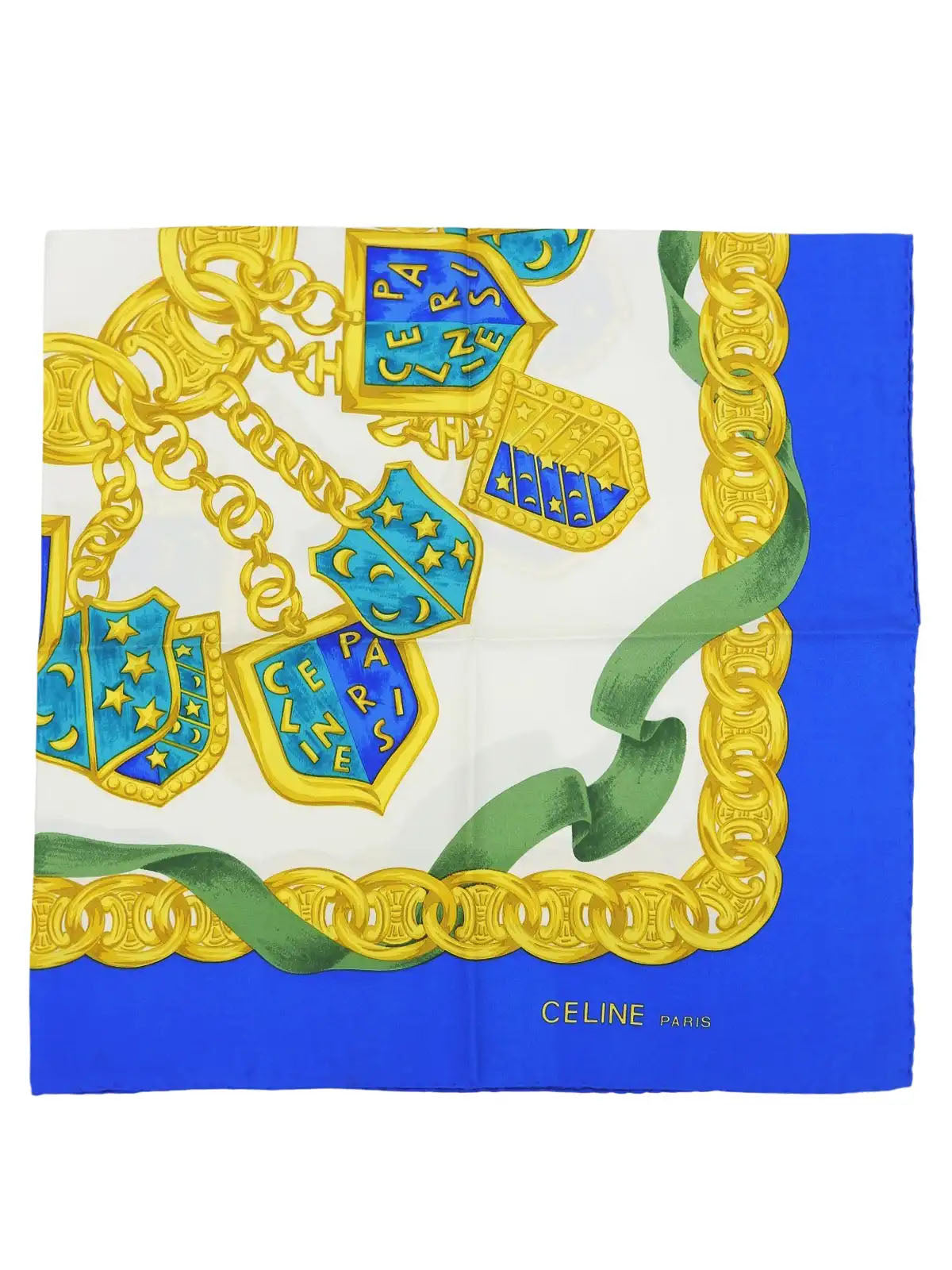 蓝色/多色链条徽标图案围巾