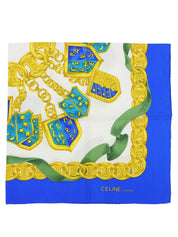 蓝色/多色链条徽标图案围巾
