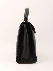 ロゴプレートキルティングハンドバッグ ブラック