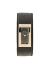 Square Leather Bangle Watch in Black