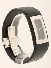 Square Leather Bangle Watch in Black