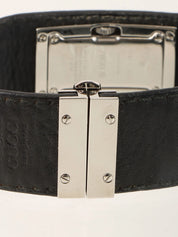 Square Leather Bangle Watch in Black