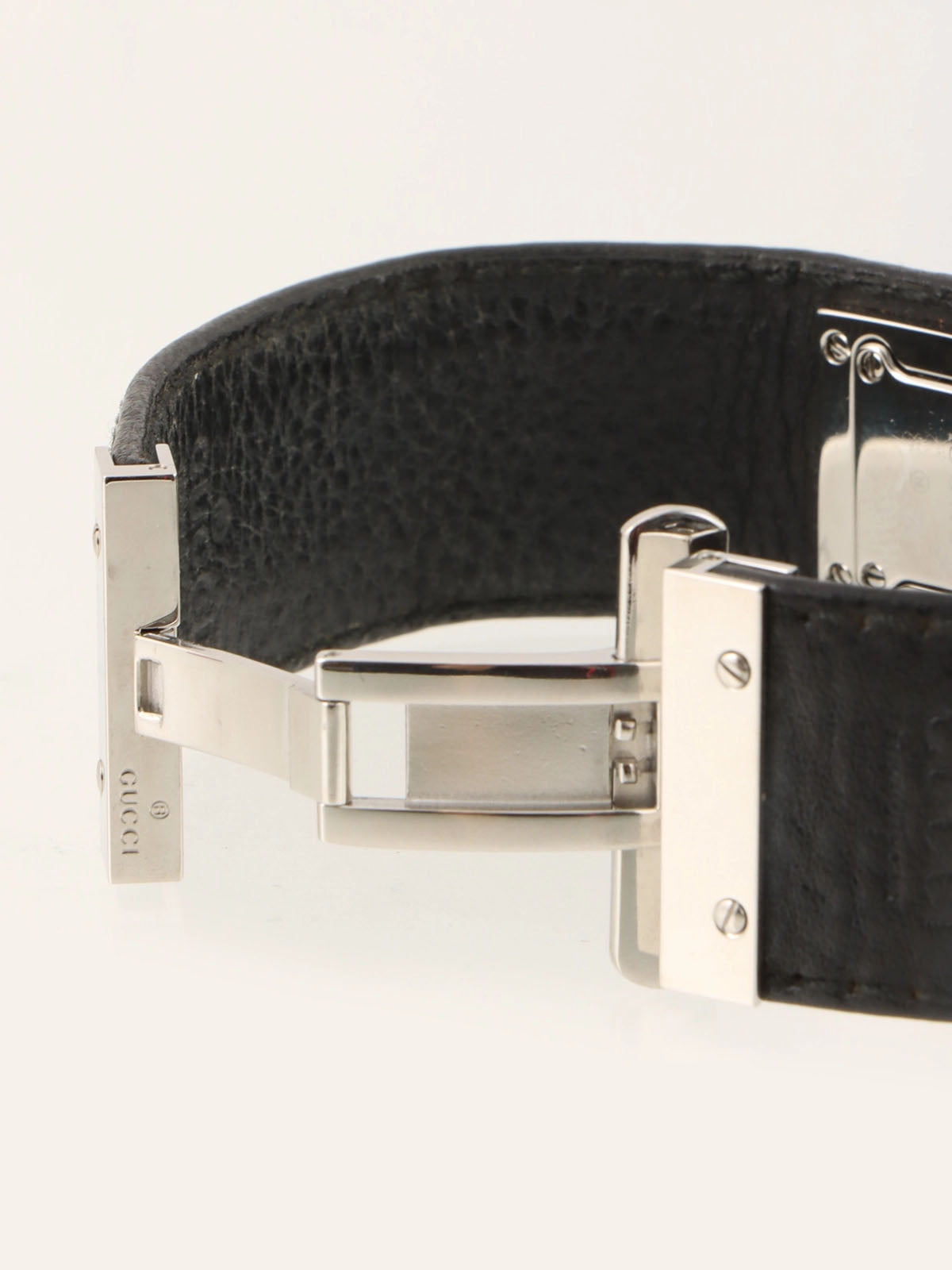 Square Leather Bangle Watch in Black
