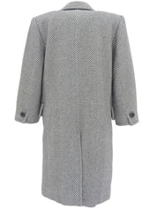 Herringbone pattern double-breasted long coat in gray/white