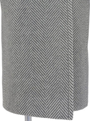 Herringbone pattern double-breasted long coat in gray/white