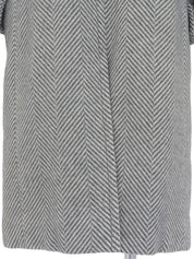 Herringbone pattern double-breasted long coat in gray/white