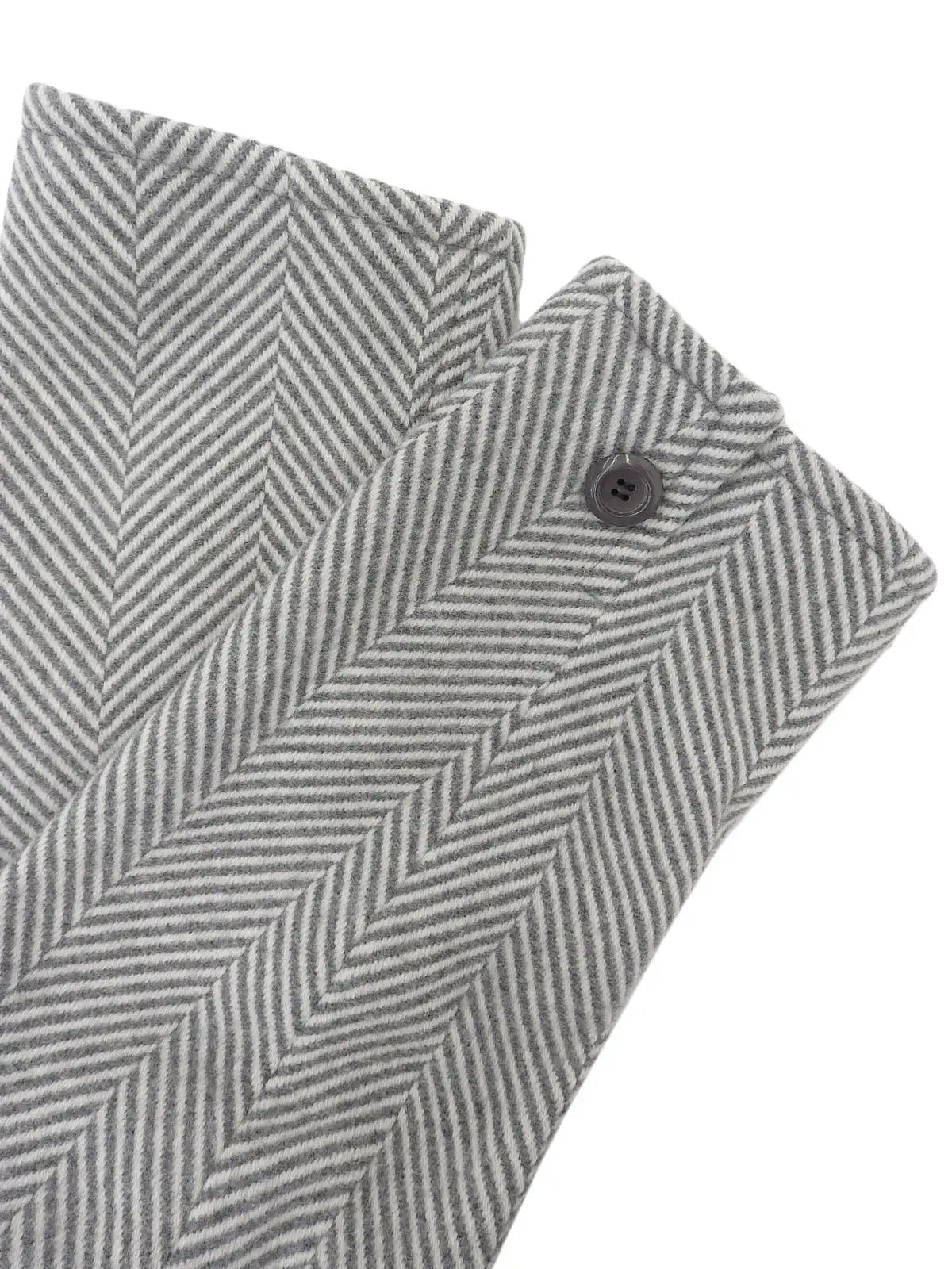 Herringbone pattern double-breasted long coat in gray/white