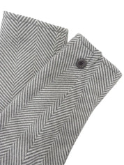 Herringbone pattern double-breasted long coat in gray/white