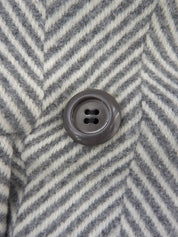 Herringbone pattern double-breasted long coat in gray/white