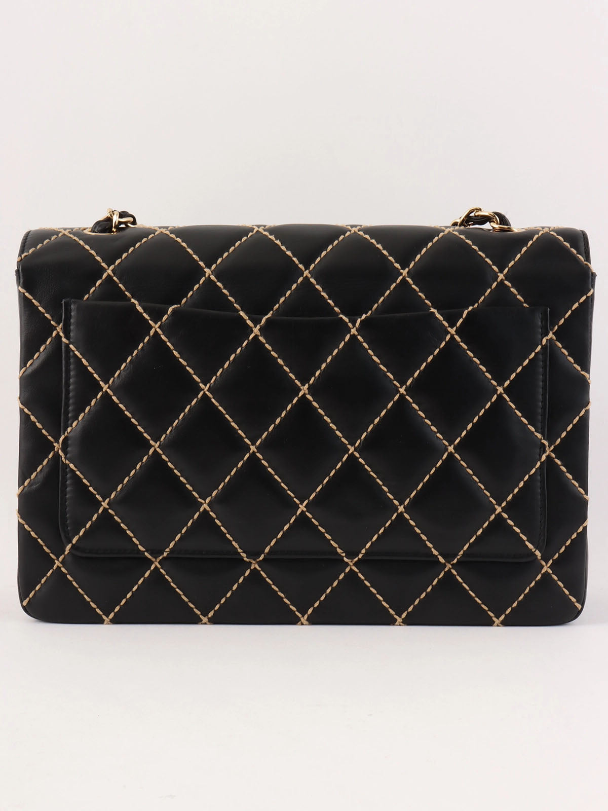 2001 Wild Stitch CC Turnlock Chain Shoulder Bag in Black
