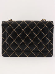 2001 Wild Stitch CC Turnlock Chain Shoulder Bag in Black