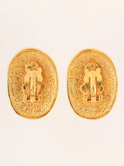 1991 Oval Crown CC Mark Earrings Gold