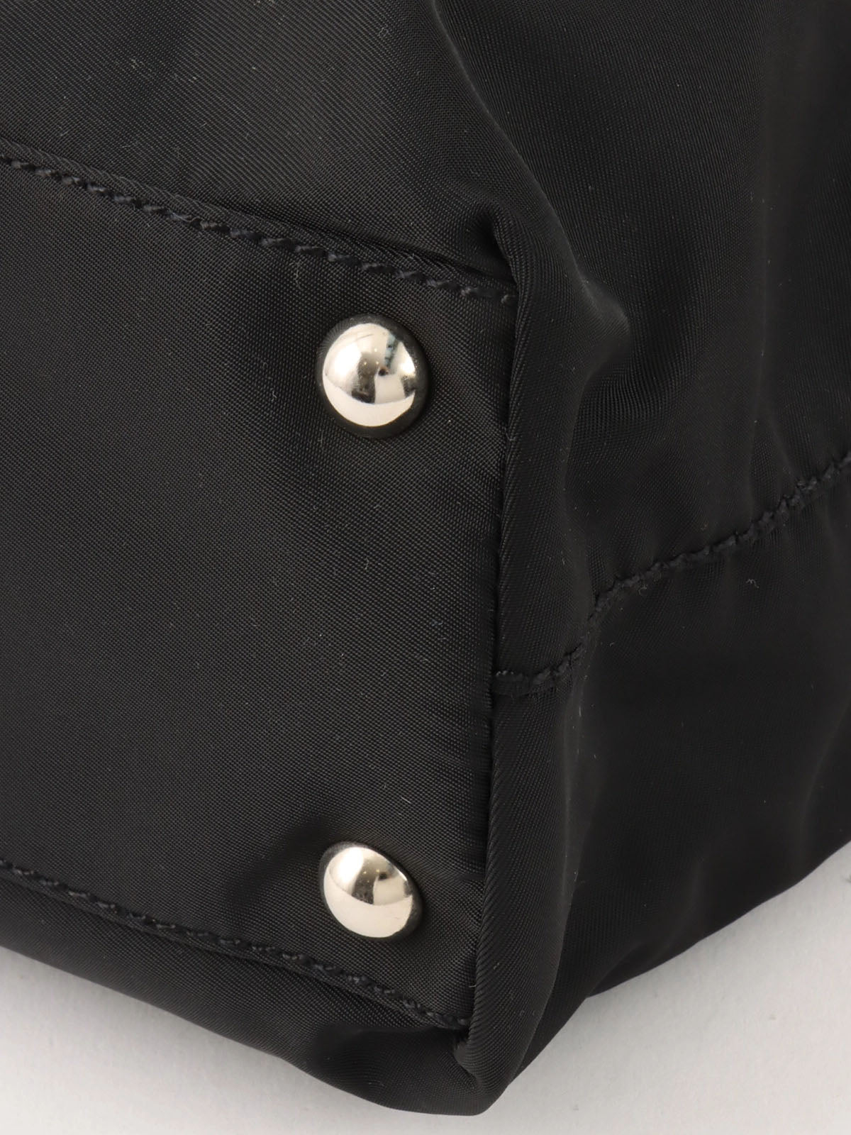 Nylon logo plate tote bag in black