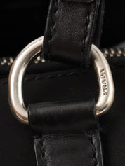 Nylon logo plate tote bag in black