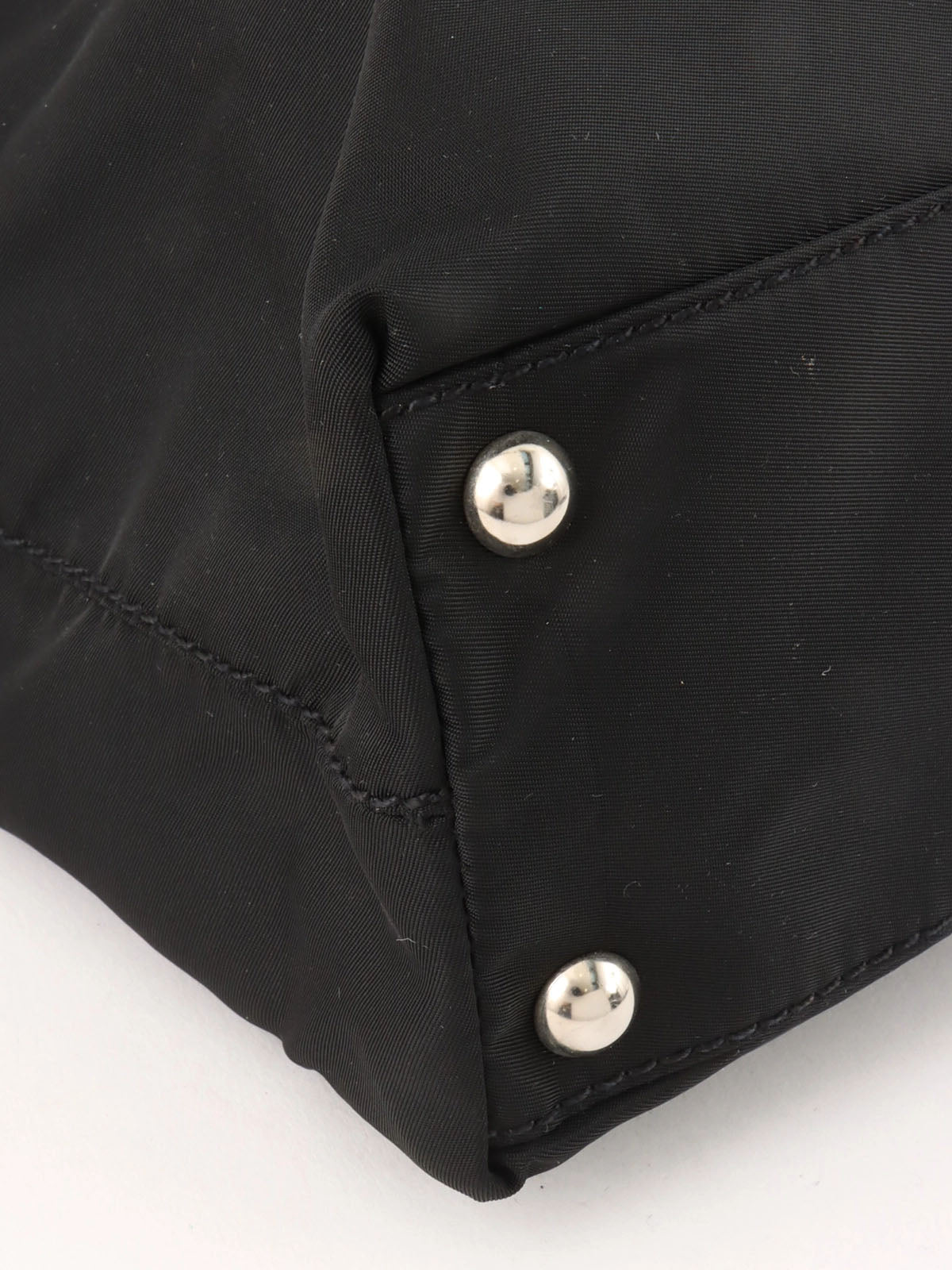 Nylon logo plate tote bag in black