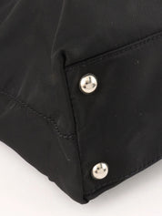 Nylon logo plate tote bag in black