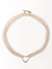 925 Open Heart Toggle Chain Necklace Silver