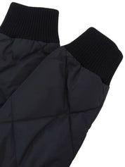 Nylon Leather Combination Logo Button 2-Way Down Jacket in Black