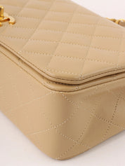 1990s Full Flap Chain Bag, 23cm, Beige