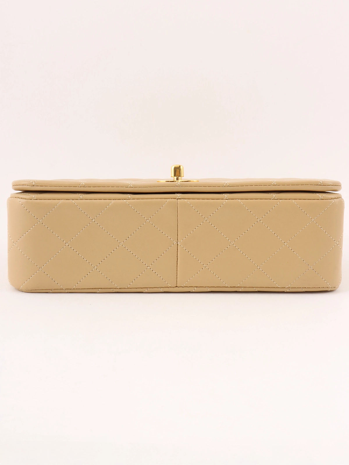 1990s Full Flap Chain Bag, 23cm, Beige