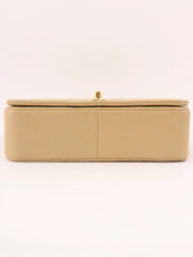 1990s Full Flap Chain Bag, 23cm, Beige