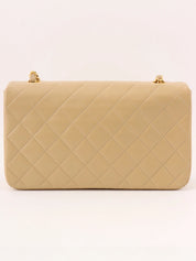 1990s Full Flap Chain Bag, 23cm, Beige