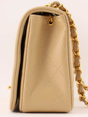 1990s Full Flap Chain Bag, 23cm, Beige
