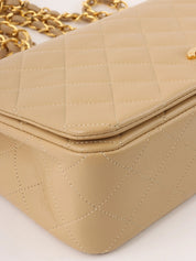 1990s Full Flap Chain Bag, 23cm, Beige