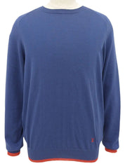 Logo Embroidered Long Sleeve Knit Top Blue/Red